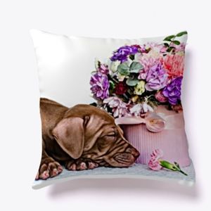 Pink chocolate lab Easter pillow